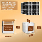 5oz Airtight Square Spice Containers with Bamboo Lid Set of 12 with Black Lables Storage Stackable Spice Jar, Kitchen Canister for Sugar, Tea, Flour, Salt and Seasonings (‎Clear Glass)