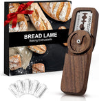 Elegant Magnetic Bread Lame Dough Scoring Tool,Lame Bread Tool with Turntable Design,Bread Scoring Knife for Bread Baking & Sourdough Baking,Bread Razor Tool with 5 Razor Blades-Black Walnut Wood