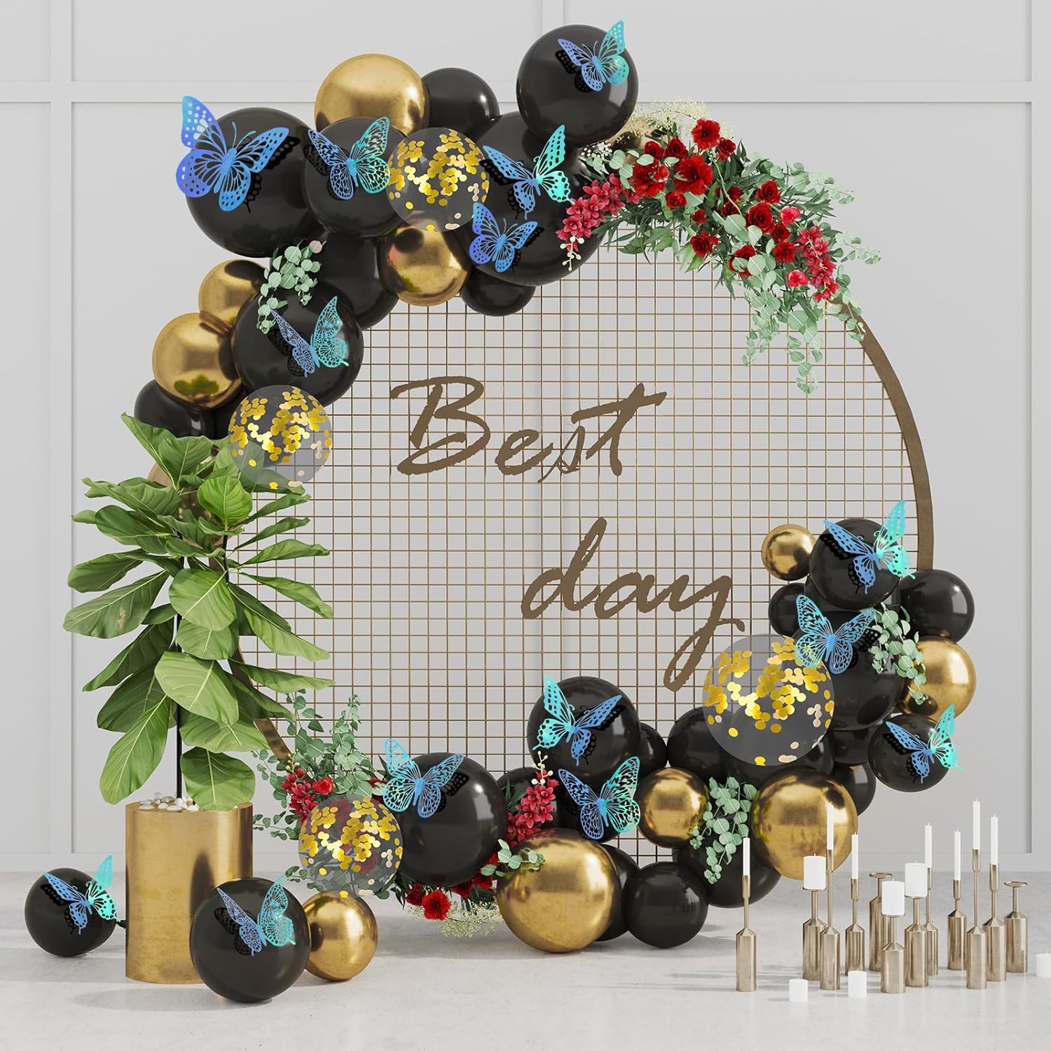 SAOROPEB 3D Butterfly Wall Decor - 48 Pcs, 4 Styles, 3 Sizes - Removable Stickers for Birthday & Party Decorations