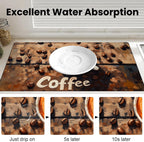 17"x 32" Coffee Bar Mat, Coffee Beans Absorbent Dish Drying Mat Cuttable Hide Stain Draining Table Pad for Kitchen Counter, Coffee Bar Accessories