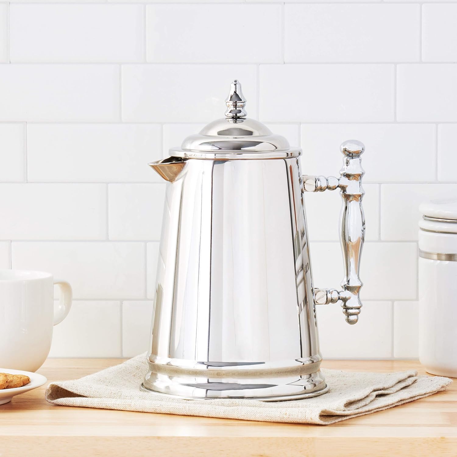 Vintage-Style Stainless Steel French Coffee Press, 34-Ounce