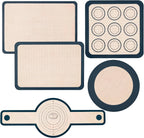 Silicone Baking Mat,Bread Baking Mats All-in-One Silicone Baking Mat Set - Kneading Mat,Non-Stick Pizza Bakeware Mat for Making Cookie,Bread,Bun,Pastry