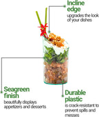 Restaurantware 3 Ounce Shot Glasses 100 Round Incline Cups - With Seagreen Finish Disposable Plastic Shot Glasses For Serving Samples At Wedding Banquets And Catered Events