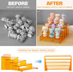 Goabroa Acrylic Display Risers, 2 Sets 5 Tier Rectangular Risers Display Stands, Acrylic Display Shelves for Figures, Cupcake, Perfume Display, Transparent Orange