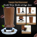 54mm Bottomless Portafilter 3 Ears Red Rosewood Handle Set – Fits 54mm Breville machines – Includes 18g Filter Basket, Updated Tamper with Constant 30lb Calibrated Spring Loaded & 1.7mm Puck Screen