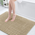 Arotive Luxury Chenille Bathroom Rug Mat, Extra Soft Thick Absorbent Shaggy Bath Rugs, Non-Slip Machine Wash Dry, Plush Bath Mats for Bathroom, Shower and Tub, 47x32, Beige