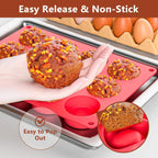 2 Inch Round MuffinPan,3 Pcs 12 Cups Egg Bites Silicone Mold,Cupcake Pan Molds For Baking English Muffins and Egg Bites,Cookies,Whoopie Pies,Mini Cakes,Biscuits,Buns