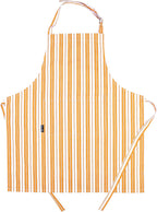 AMOUR INFINI Cotton Aprons for Women with Pockets Adjustable Strap and Waist Ties Reusable Printed Aprons for Baking, Cooking, Gardening (27.5 x 33 Inches - Yellow)