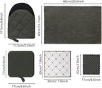 Oven Mitts & Pot Holders Pad and Towel Set, 10-Piece Cute Kitchen Starter Set, Short Oven Mitts, Towels & Dish Cloths for Grilling, Baking, Barbecue