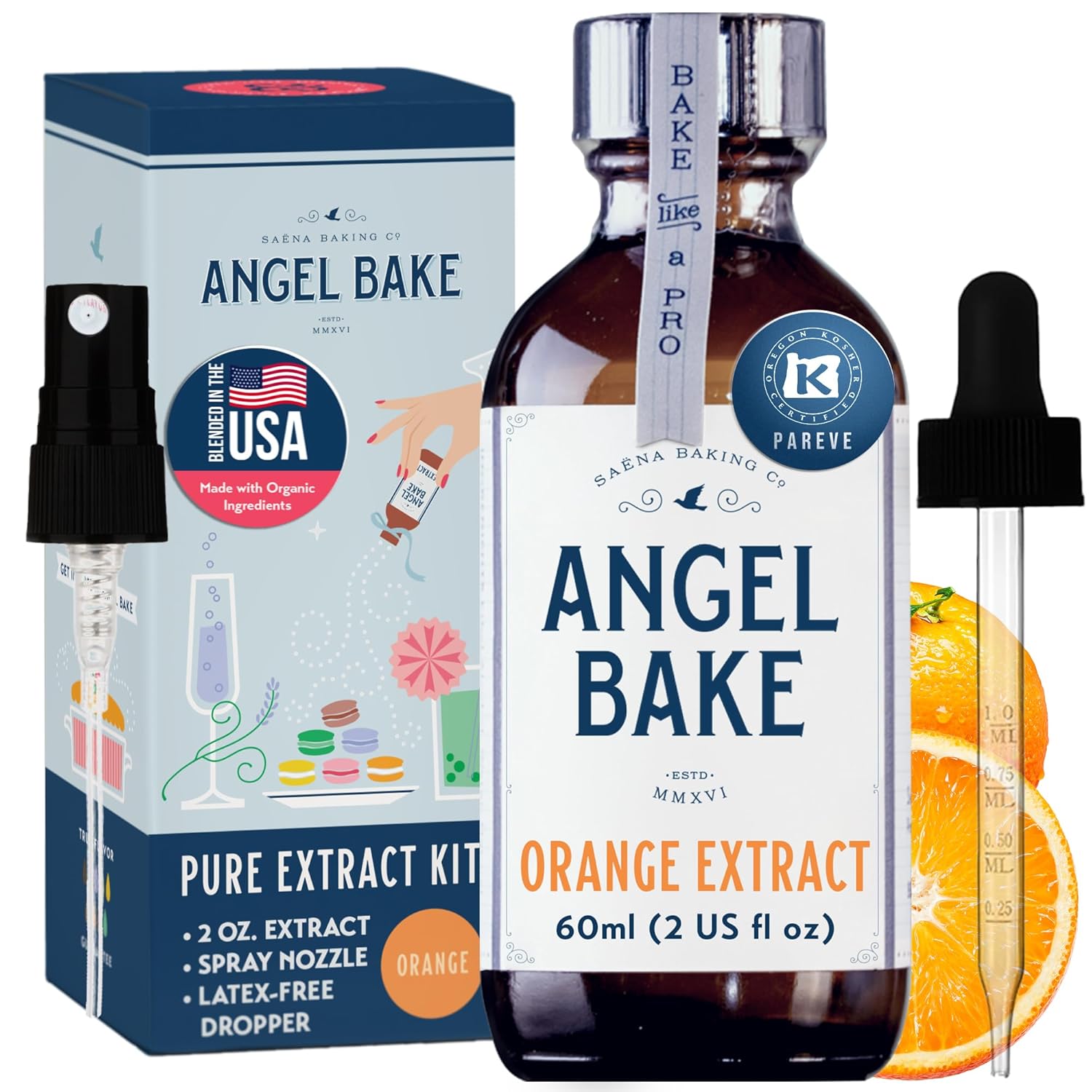 Pure Valencia Orange Extract 5X for Baking and Mixology - Culinary Aromatics, Kosher, Keto Friendly, Vegan, Gluten-Free Flavoring for Cooking, Desserts & Drinks (2 Oz Extract w/ Latex-Free Dropper)