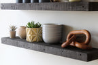 Urban Legacy Reclaimed Barnwood Planks | Floating Shelves for Wall w/Flush Mount Shelf Bracket Set Included | Set of 2 (Coffee Bean, 30"x7"x 2")