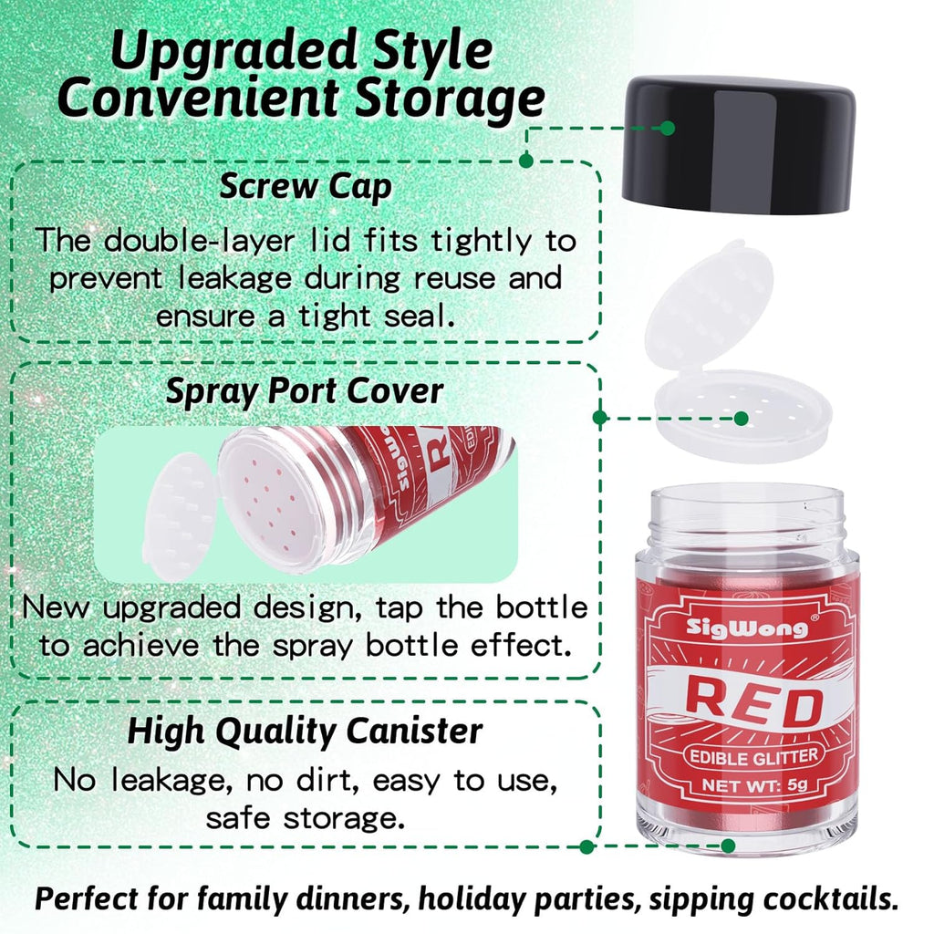 Edible Glitter Set, 3 Colors Luster Dust Edible Glitter, Food Grade Metallic Food Decorating Sprinkle Dust for Drinks Wine, Powder Glitter for Fondant, Chocolate, Candy, Cookie, 5g/0.18oz, Vegan