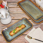 Porcelain Dinner Plates Platters Set of 2, for Fruit, dessert, snack platter, Bread, cupcake, Salad - Microwave, Dishwasher Safe, Scratch Resistant durable, Brown Reactive glaze