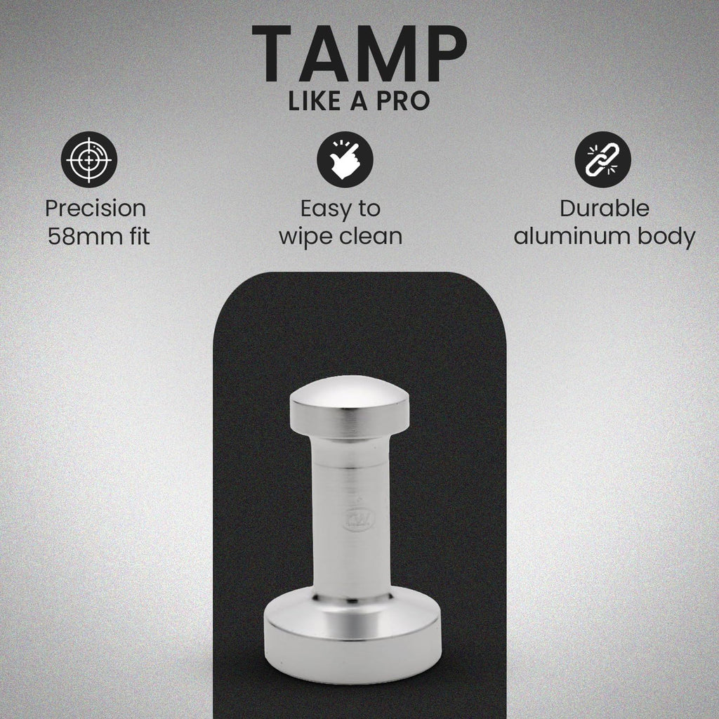 Rattleware Premium Aluminum Espresso Tamper (58 mm) - Ideal for Baristas & Coffee Lovers - Sleek Material & Design - Ultimate Tamping Precision & Consistency