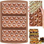 HKNMTT Chocolate Bar Mold Silicone, Large Stuffed Dubai Pistachio Deep Bar Moulds Kit 0.85 Inch Thick Big, Ideal for Homemade Making Candy Bar Bpa Free DIY Diamond Grid