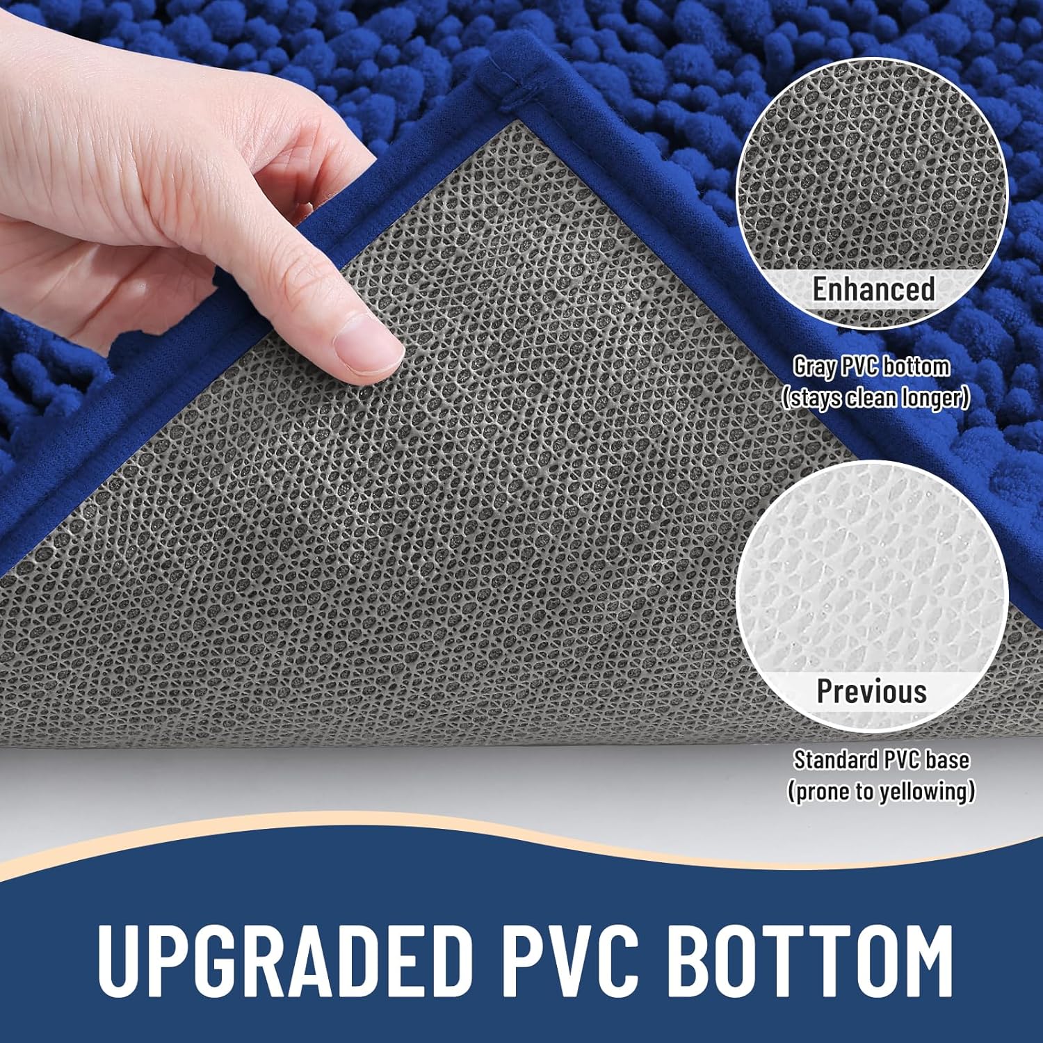 Arotive Luxury Chenille Bathroom Rug Mat, Extra Soft Thick Absorbent Shaggy Bath Rugs, Non-Slip Machine Wash Dry, Plush Bath Mats for Bathroom, Shower and Tub, 34x21, Royal Blue