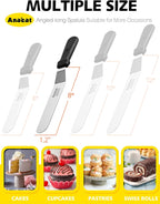 Anaeat Icing Spatula, Professional Cake Angled Offset Spatula with 8" Stainless Steel Blade - Thickened Frosting Knife with Durable Plastic Handle for Cake Decorating, Pastry & Baking