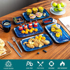 vancasso Stern Serving Platters Set of 4, 11 Inches Rectangular Ceramic Serving Plates, Blue Serving Trays for Entertaining
