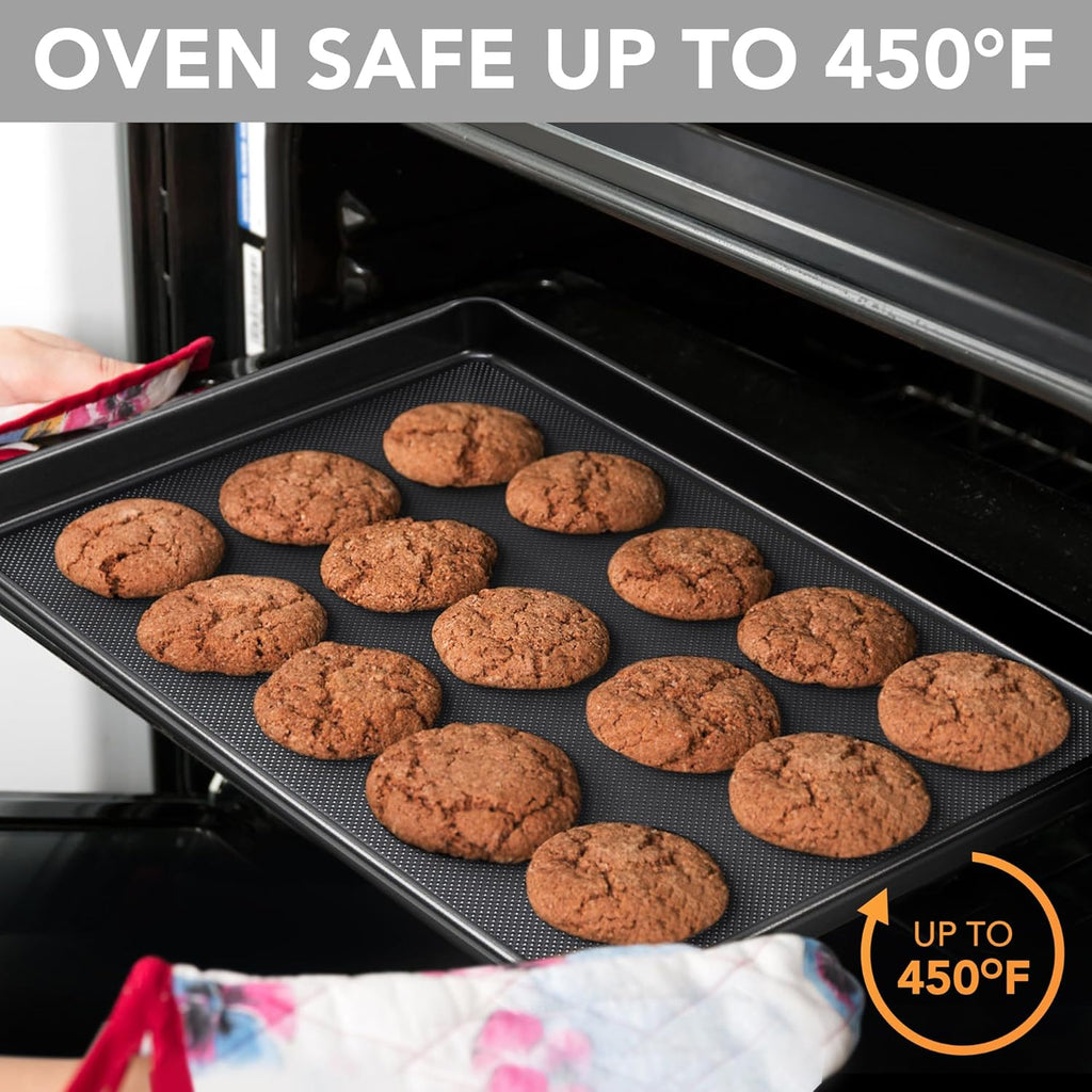 Tiawudi Baking Sheet Pan Set, 0.8mm Thick Heavy Duty Cookie Sheet with Diamond Texture Pattern, Nonstick Baking Tray for Oven, Carbon Steel Half, Jerry Roll Pan, Set of 3