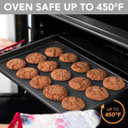 Tiawudi Baking Sheet Pan Set, 0.8mm Thick Heavy Duty Cookie Sheet with Diamond Texture Pattern, Nonstick Baking Tray for Oven, Carbon Steel Half, Jerry Roll Pan, Set of 3