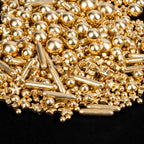 Twisweet Gold Pearl Star Rods Sprinkles for Cake Decorating, Edible Sugar Pearls for Baking, Mix Size Cake Topper Ice Cream Cupcake Cookie Dessert Decorations, Wedding Valentines Birthday Christmas Easter Mother's Day Supplies (130g/4.58oz)