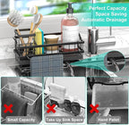 Sponge Holder for Kitchen Sink - Countertop Rustproof Stainless Steel, Sink Caddy, Kitchen Gadgets Accessories (Black)