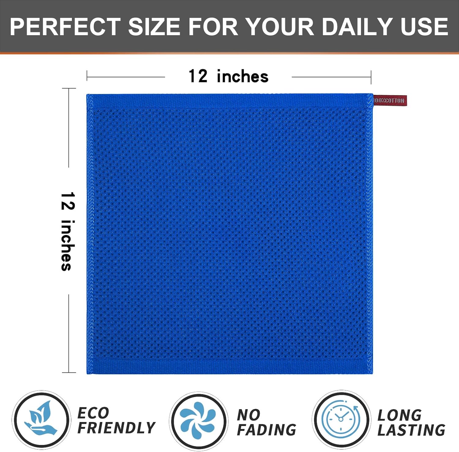 Kitinjoy 100% Cotton Kitchen Dish Cloths, 6 Pack Waffle Weave Ultra Soft Absorbent Dish Towels for Drying Dishes Quick Drying Kitchen Towels Dish Rags, 12 X 12 Inches, Blueberry