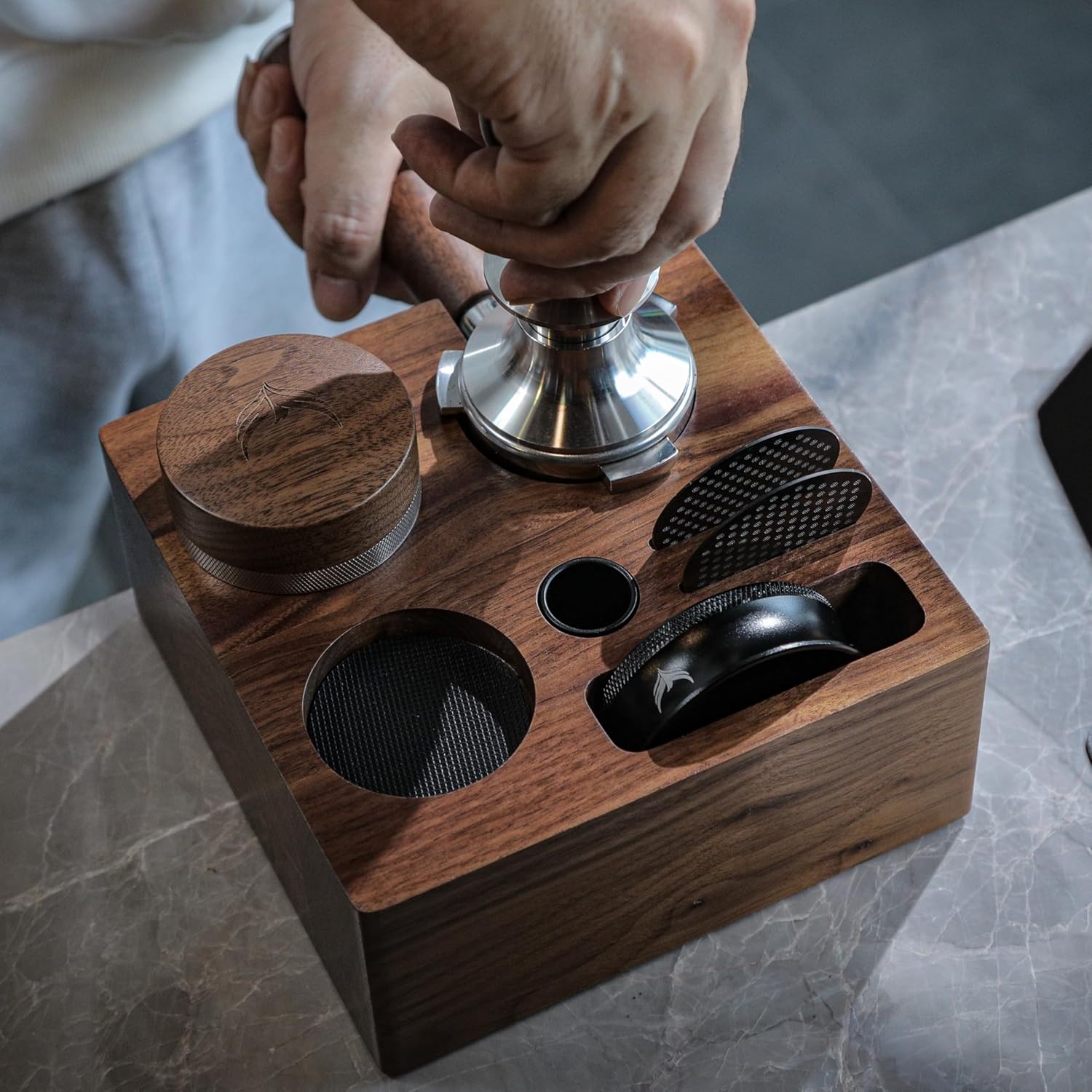 58mm Espresso Accessories Kit Includes Coffee Tamper, Distribution Tool, Tamping Box, Puck Screen, Portafilter Funnel for Perfect Espresso Shots