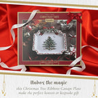 Spode Christmas Tree Ribbons Canape Platter - 6.5-Inch Holiday Serving Plate for Desserts, Appetizers, and Treats - Festive Earthenware Christmas Dinnerware with Gold Accents - Dishwasher Safe