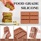 1 Pc Chocolate Bar Mold Deep Dubai Stuffed Silicone Molds for Filling Knafeh Pistachio Chocolate Bar and Wax Melts Rectangle Thick Candy Bar Molds Break Apart (Pyramid）