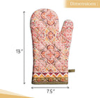 Maison d' Hermine Oven Gloves 100% Cotton Oven Mitt 7" x 13" with Loop Heat Resistant, BBQ, Cooking Gloves, Baking, Grilling, Kitchen, Handling Hot Pans (Pack of 1, Damask)
