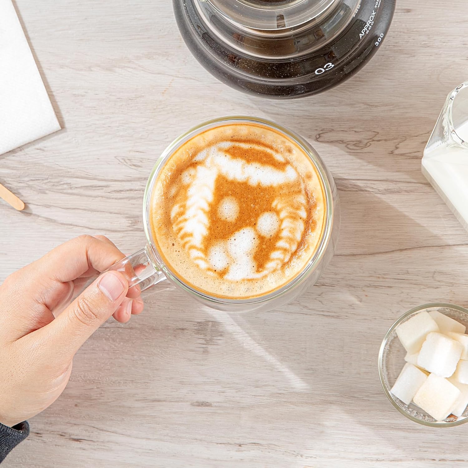 Restaurantware-Forma Professional 16.9 Ounce Double Wall Coffee Mugs, 12 Insulated Coffee Mugs With Handle - Dishwashable, Reusable, Clear Glass Beverage Cups, Freezable, For Hot Or Cold Beverages