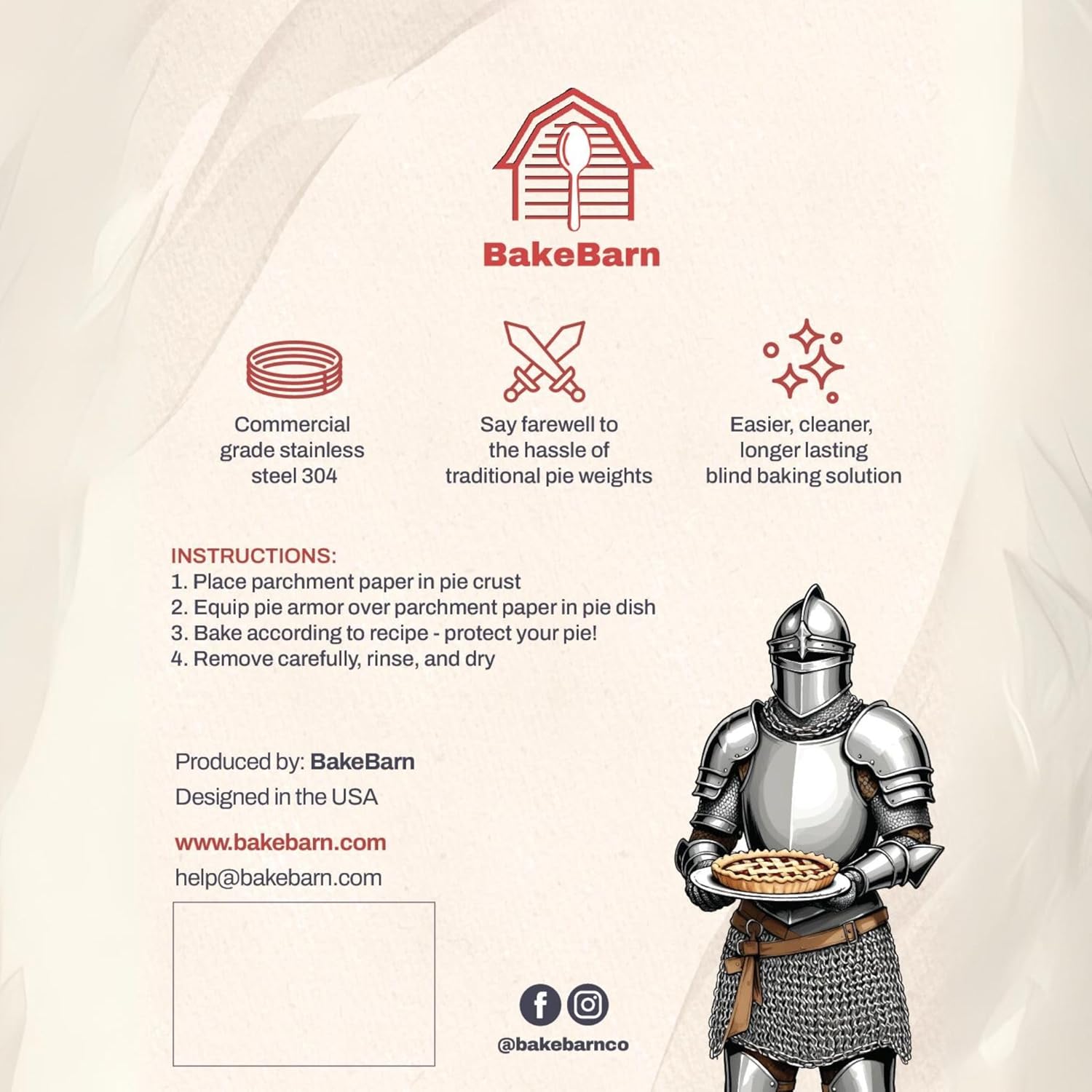 Pie Armor, Universal Fit Pie Weight for 7-10 inch Pies, Durable Alternative to Traditional Ceramic Pie Weights, 100% Stainless Steel 304