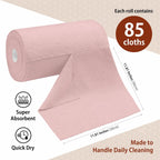 H4N Microfiber Cleaning Cloth Roll, 85 Pack Micro Fiber Wash Cloths for Car, Tear Away Towels, Ultra Absorbent Dish Rags, Non-Abrasive, Reusable and Washable Household Supplies, 11.81" x 11.81", Pink