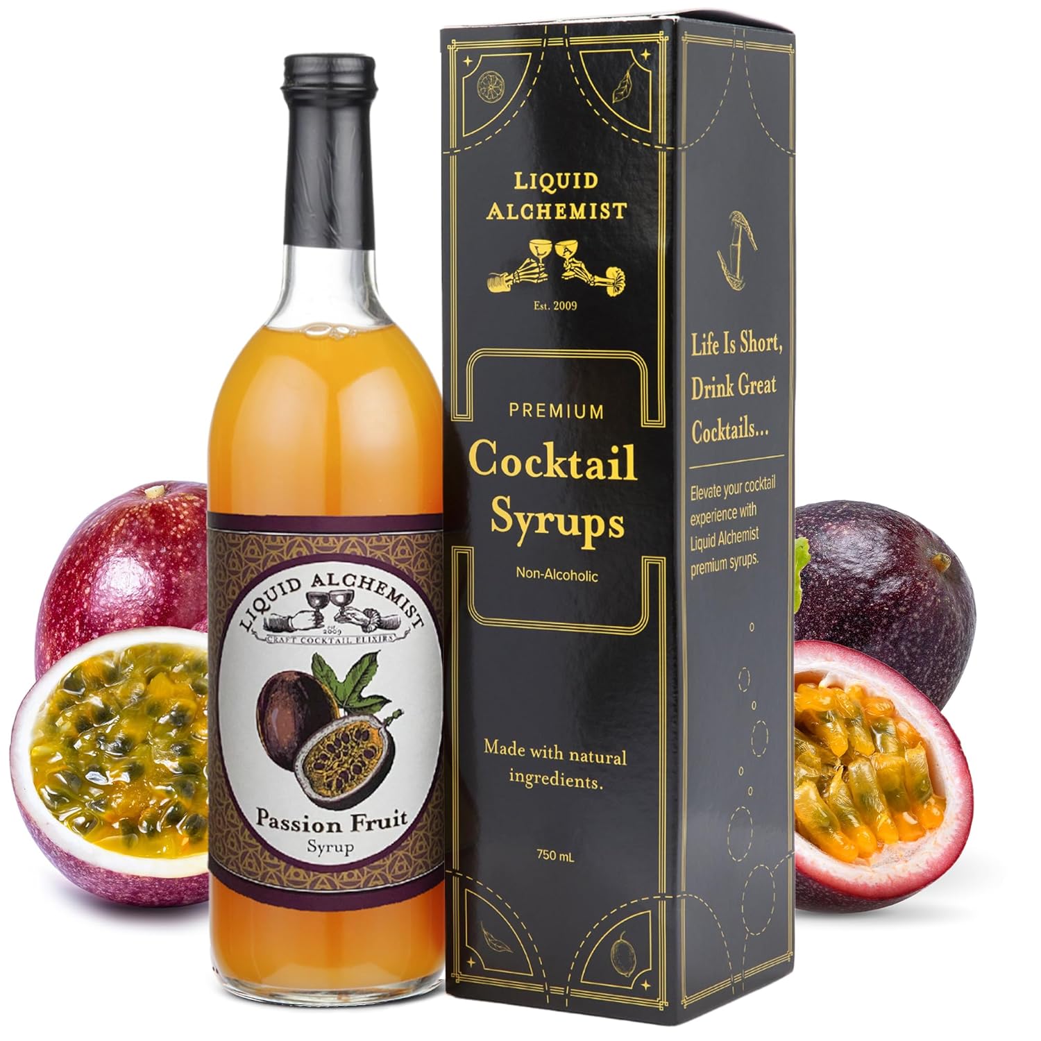 Liquid Alchemist Passion Fruit Syrup for Cocktails - Real Ingredients Make our Passion Fruit Puree for Cocktails the Perfect Margarita Mix - Non-GMO & Vegan (25 oz)