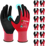 Safety Work Gloves MicroFoam Nitrile Coated-12 Pairs Pack,Red Seamless Knit Nylon Glove with Black Micro-Foam Nitrile Grip,Ideal for General Purpose,Automotive,Home Improvement,Painting(Small)