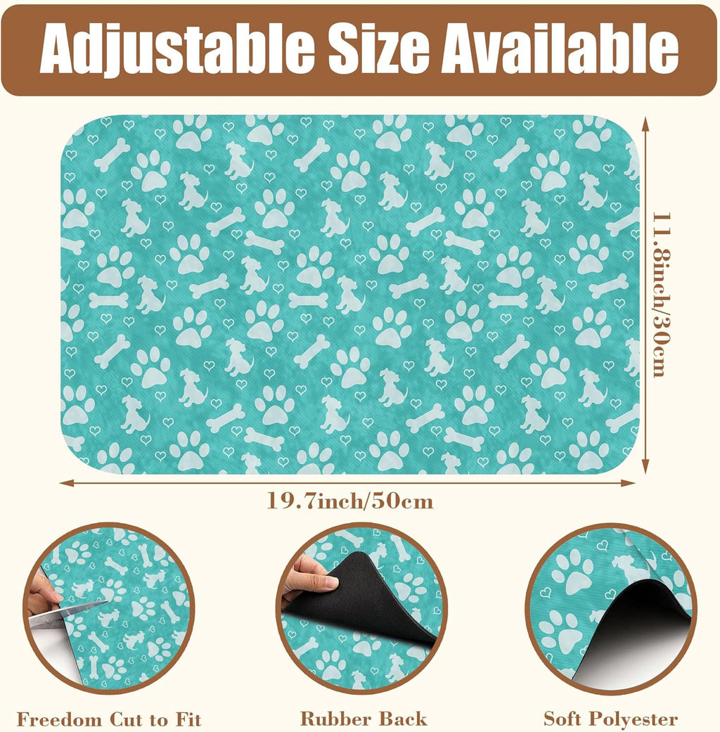 Dish Drying Mat Dog Paws and Bones Coffee Bar Mat for Countertop Absorbent Rubber Backed Hide Stain Dish Drainer Rack Pad Espresso Machine Coffee Pot Dining Room Decoration 11.8 x 19.7 Inch