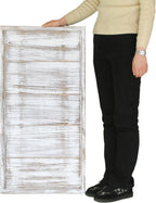 40"x20" Extra Large Long Rectangle Ottoman Table Tray - Rustic Wooden Serving Tray for Farmhouse Decorative Oversized Coffee Table Trays Living Room Kitchen Counter Breakfast White