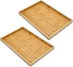 Bam & Boo (2-Pack) Natural Bamboo Rectangle Serving & Vanity Tray - for Kitchen, Bathroom, Countertop, Coffee Table (17.75" x 11.8" x 1.2")
