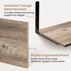 Fun Memories Floating Shelves for Wall, 12 Inch Deep Floating Shelves Set of 2, Wall Mounted Shelf with Metal Brackets, Rustic Wood Wide Shelf for Bathroom, Kitchen and Living Room, Grey, 16W x 12D