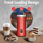 Electric Milk Frother, 4-in-1 Milk Steamer and Frother, 8.1oz/240ml Automatic Warm and Cold Foam Maker, Auto Shut-Off Frother for Coffee, Latte, Cappuccino, Macchiato(Rose)