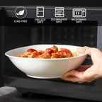 fMBB 4pcs Large Pasta Bowls, 35 OZ Porcelain Deep Dinner Plates, Big Salad Bowls Set, House-warming Dinnerware, Dishwasher, Microwave, Oven Safe