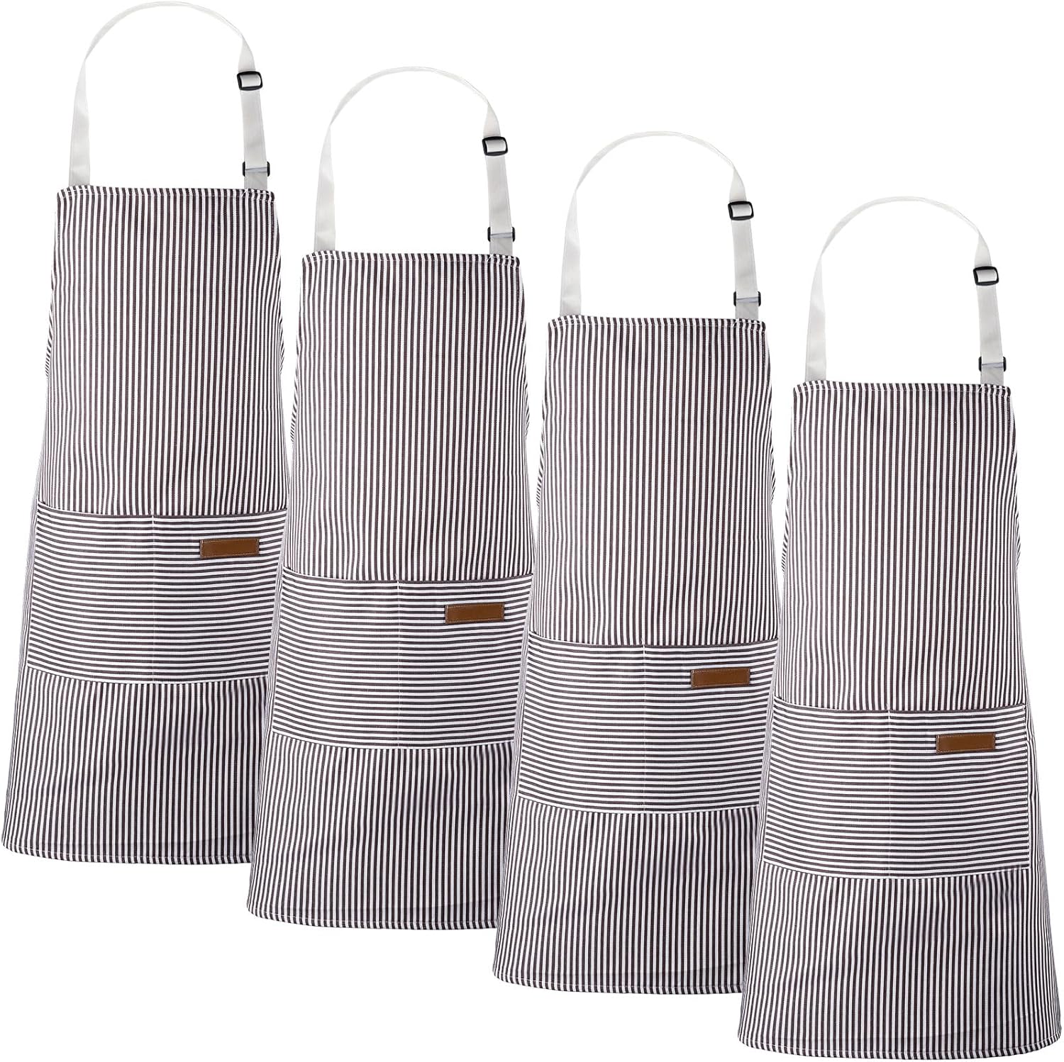 Handepo 4 Pcs Kitchen Cooking Aprons with Pockets Adjustable Waterproof Baking Apron for Women Men, Chef,BBQ, Christmas Gift