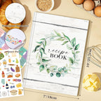 Lanpn B5 Blank Recipe Book Cookbook to Write in Your Own Recipes, Leather Cover Waterproof Empty Cooking Journal for 70 Recipes, Recipe Notebook with Stickers to Organize Your Family Recipes