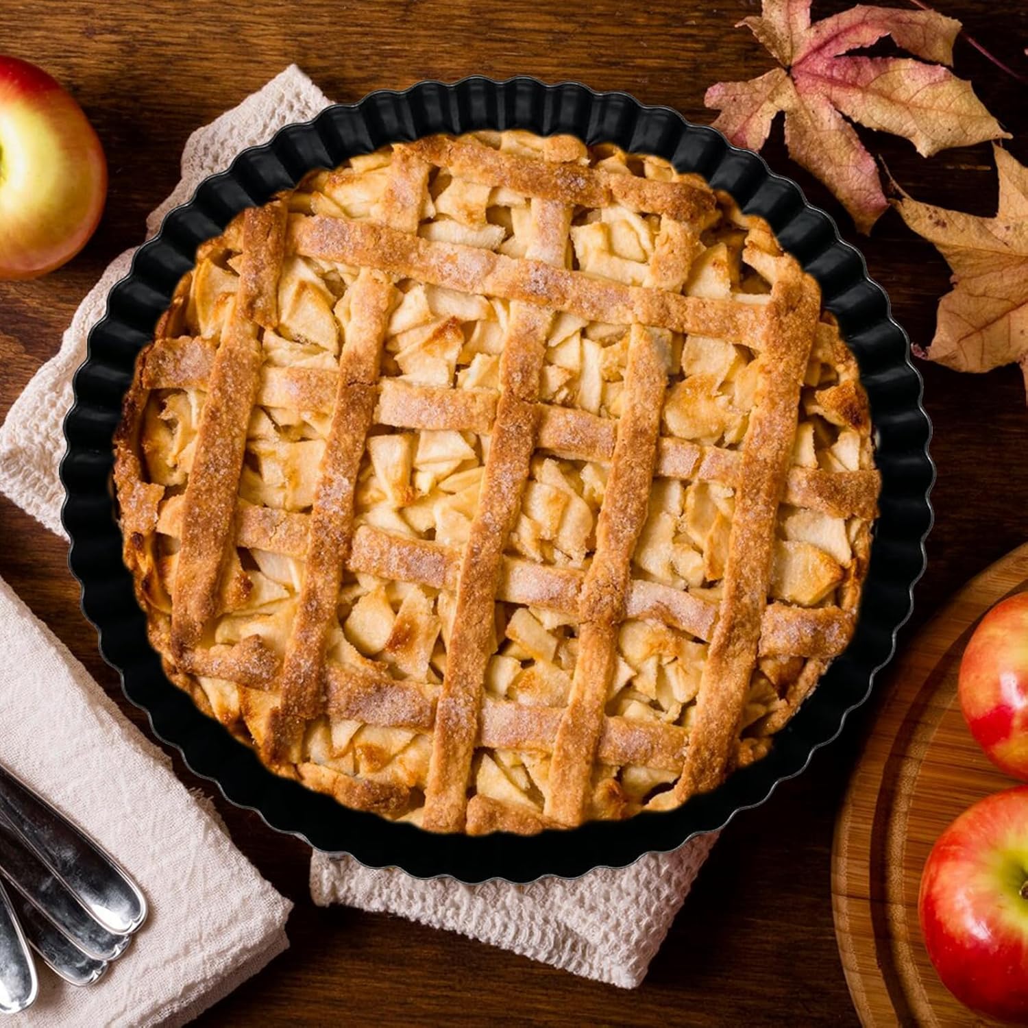 8 Inch Tart Pan Fluted Fruit Pie Pans With Removable Base Nonstick Coating Tarts Molds for Baking Supply For Pizza Tartlet Cake Quiche