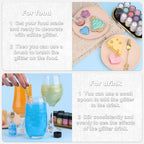 White Edible Glitter - 5g Food Grade Cake Decorating Shimmering Glitter, Edible Sprinkle Luster Dust for Drinks, Chocolates, Fondant, Strawberries, Cupcakes, Candy, Cookie - Vegan