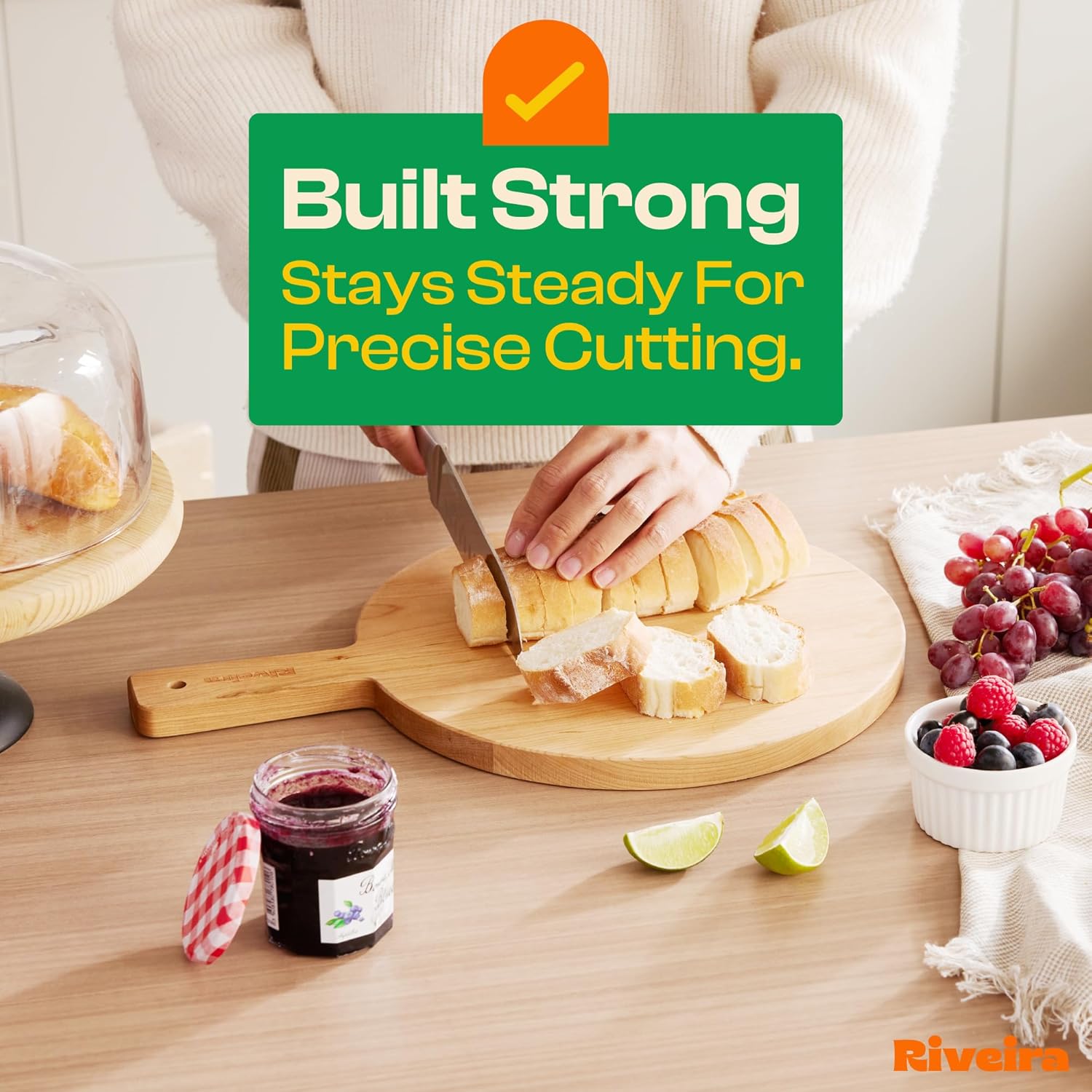 Riveira Cherry Wood Cutting Board – Gourmet Black Cherry Grandeur: 17 x 12 Wooden Cutting Board – Wooden Cutting Boards For Kitchen Decorative – Innovative Juice Grooves Cherry Wooden Chopping Board