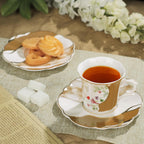 fanquare 2.5 Ounce Demitasse Cup and Saucers, 12 Pieces Ceramic Espresso Cups Set of 6, Brown Marble Pattern Espresso Mugs for Coffee Bar Home