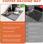 Silicone Coffee Mat, 24 x 16 Inch Non-Slip Heat Resistant, Large and Small Combination Bar Mat, Convex Edge Spill Resistant Design for Coffee Machines and Kitchen Countertops,Wavy Gray