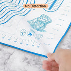 Silicone Pastry Mat with Measurement, Kids Rolling Mat for Fondant, Rolling Dough, Pie Crust, Pizza and Cookies, Baking Mat,12" x 16", Blue